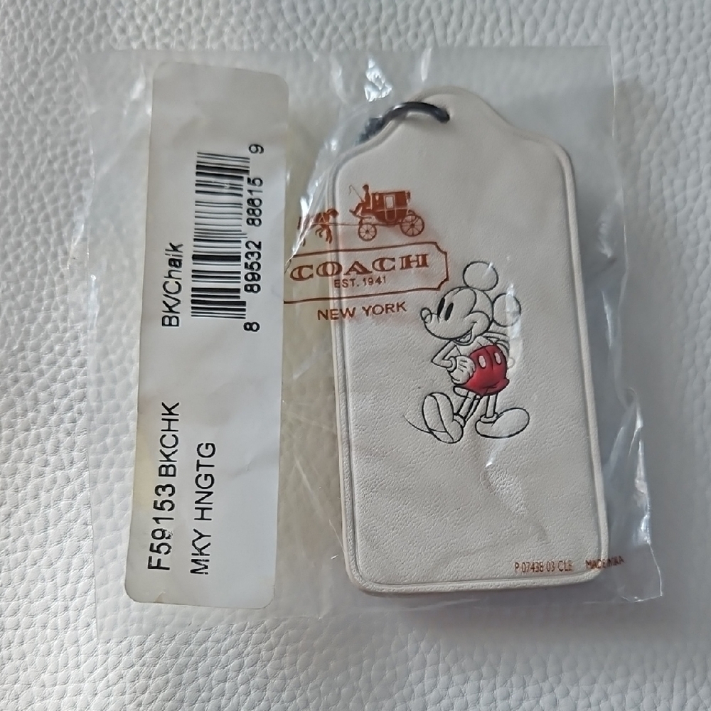 Coach Chalk Luggage Tag with Mickey Mouse
